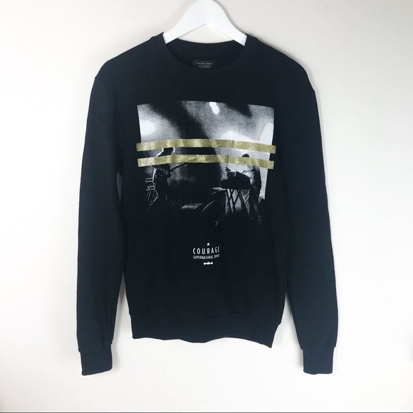 🔴 SOLD 🔴 Zara Black Courage Graphic Sweatshirt - Picture 2 of 5